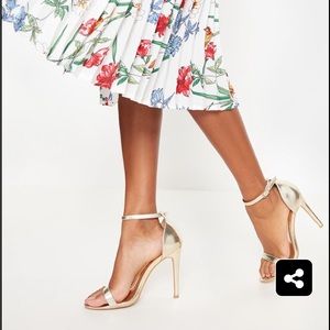 Gold strappy minimalistic sandal heels from pretty little things size 38
